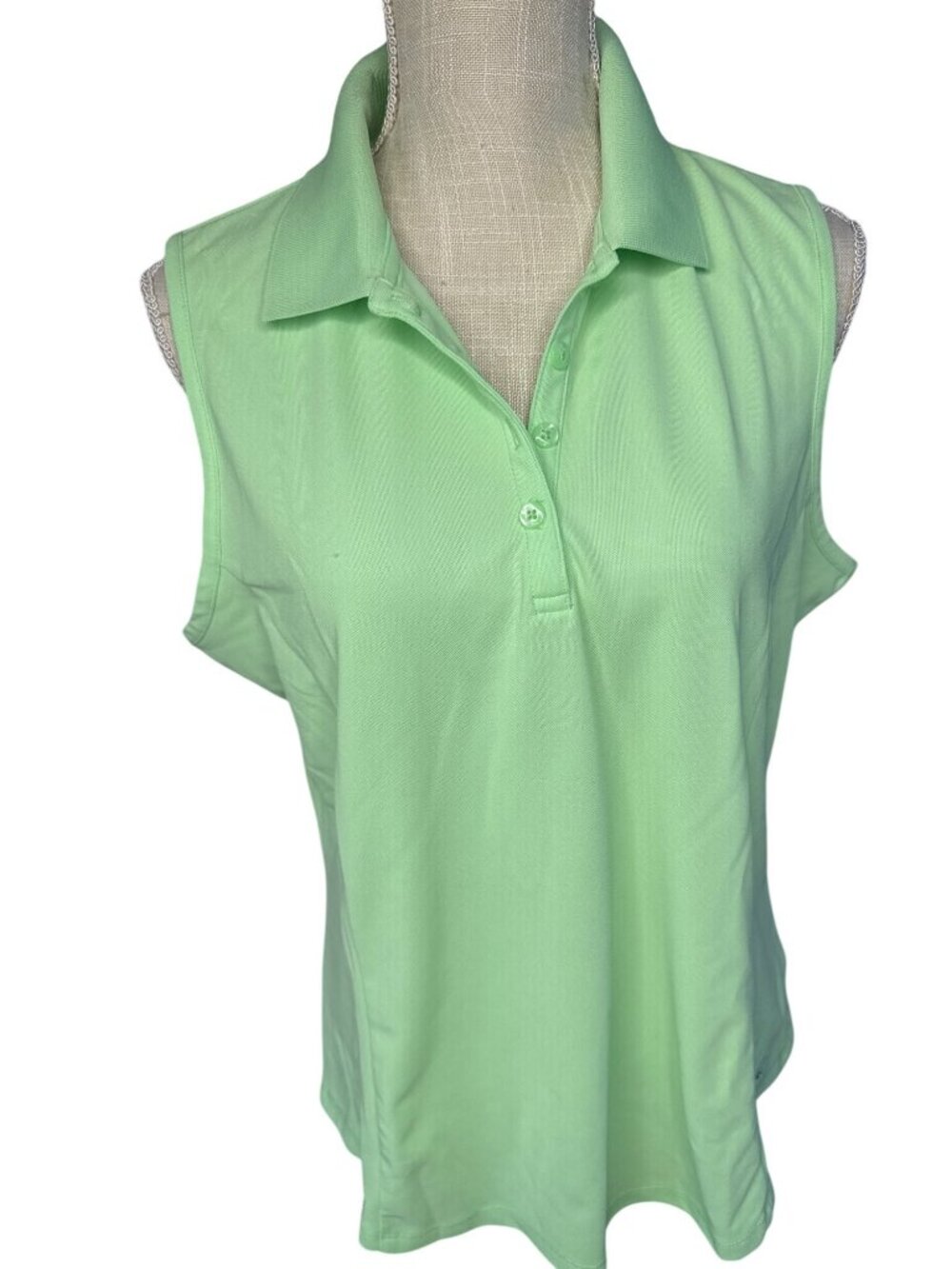 Greg Norman Womens Sleeveless Lime Green Polo Shirt XL Lightweight Golf Top